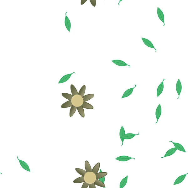 Vektorillustration Blumen Mit Blättern Nahtloser Hintergrund — Stockvektor