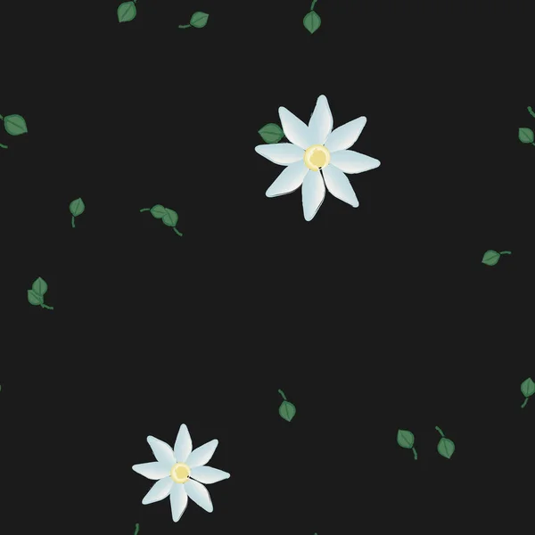 Vector Illustratie Bloemen Met Bladeren Naadloze Achtergrond — Stockvector