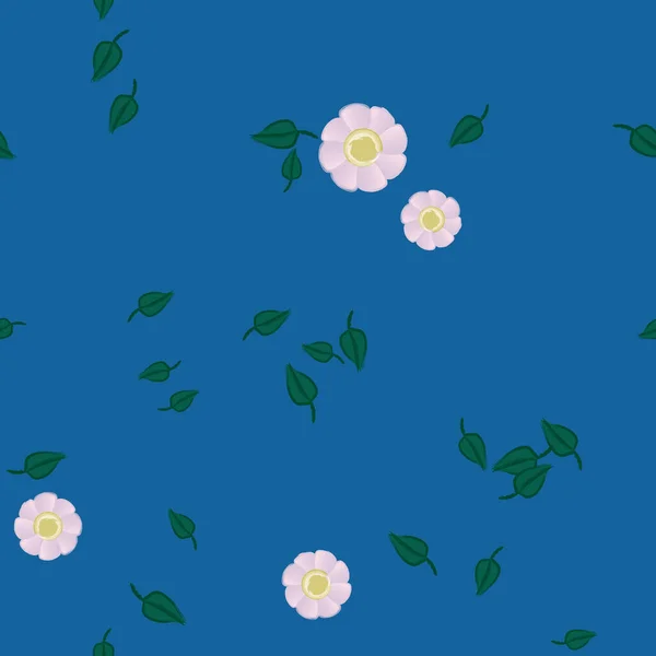 Vector Illustratie Bloemen Met Bladeren Naadloze Achtergrond — Stockvector