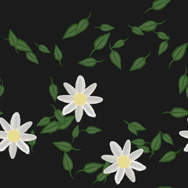 Vector Illustratie Bloemen Met Bladeren Naadloze Achtergrond — Stockvector