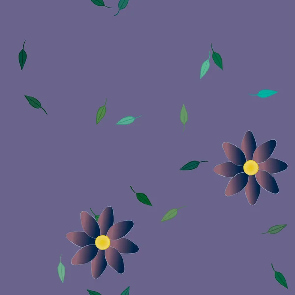 Illustration Vectorielle Fleurs Avec Feuilles Fond Sans Couture — Image vectorielle