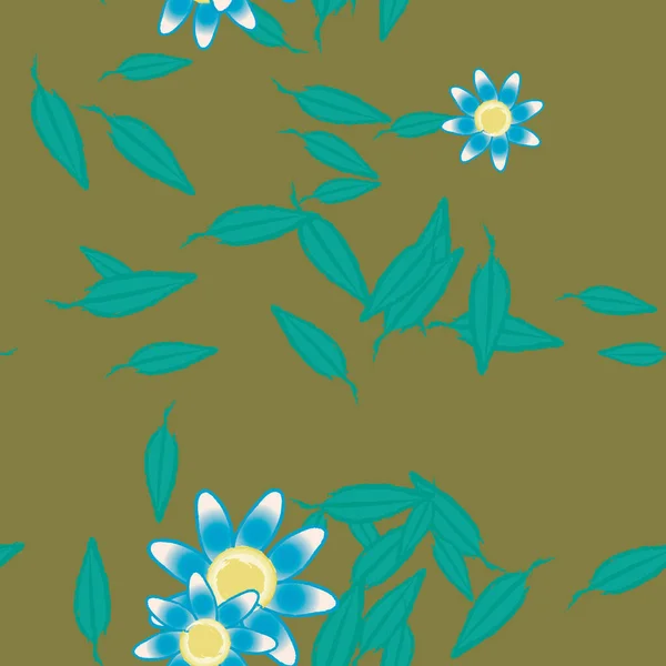 Vector Illustratie Van Zomerbloemen Bloemblaadjes Met Bladeren Bloemen Achtergrond — Stockvector
