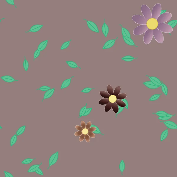 Διανυσματική Απεικόνιση Λουλούδια Φύλλα Απρόσκοπτη Φόντο — Διανυσματικό Αρχείο