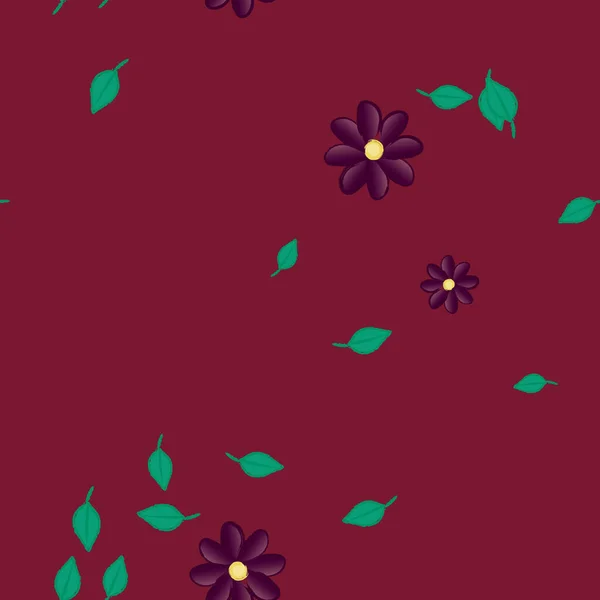 Ilustración Vectorial Flores Con Hojas Fondo Sin Costuras — Vector de stock