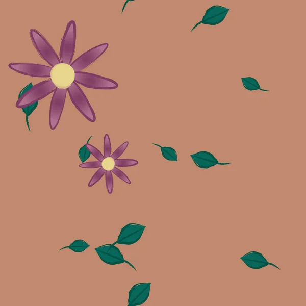 Vector Illustratie Bloemen Met Bladeren Naadloze Achtergrond — Stockvector