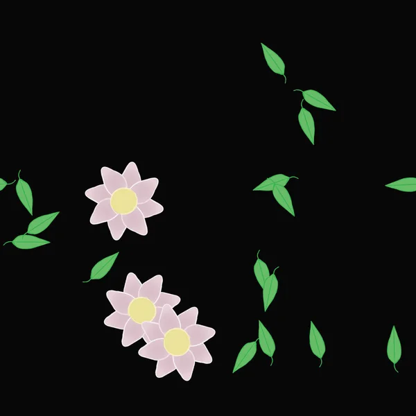 Vector Illustratie Bloemen Met Bladeren Naadloze Achtergrond — Stockvector