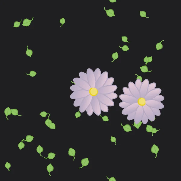 Ilustración Vectorial Flores Con Hojas Fondo Sin Costuras — Vector de stock