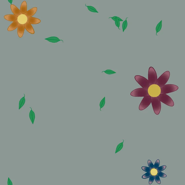 Vector Illustratie Bloemen Met Bladeren Naadloze Achtergrond — Stockvector