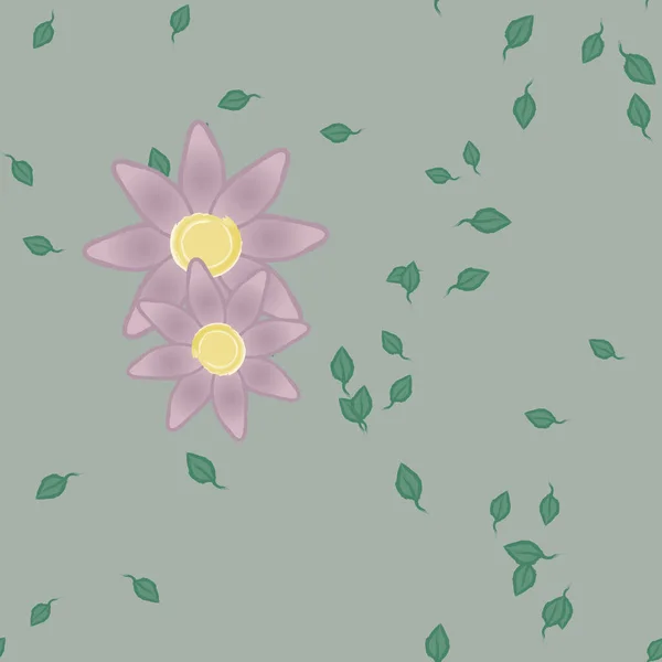 Ilustración Vectorial Flores Con Hojas Fondo Sin Costuras — Archivo Imágenes Vectoriales