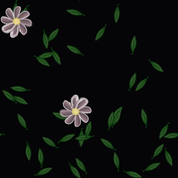 Ilustración Vectorial Flores Con Hojas Fondo Sin Costuras — Archivo Imágenes Vectoriales