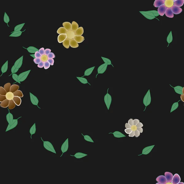 Vektorová Ilustrace Květiny Listy Hladké Pozadí — Stockový vektor