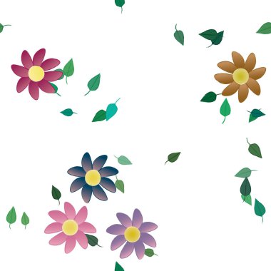 vektör çizimi, yaprakları pürüzsüz arkaplan çiçekleri