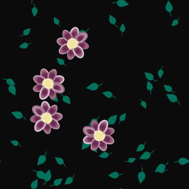 Yapraklı yaz çiçekleri, arka plan, vektör illüstrasyonu