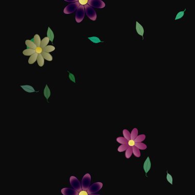 vektör çizimi, yaprakları pürüzsüz arkaplan çiçekleri