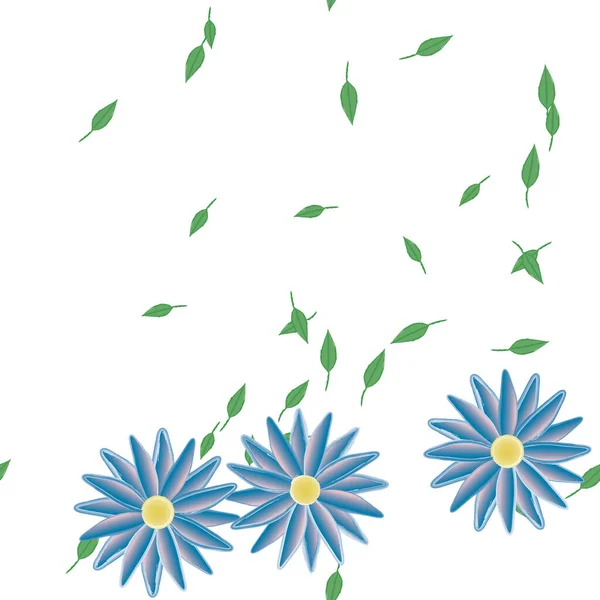 Vektorillustration Blumen Mit Blättern Nahtloser Hintergrund — Stockvektor