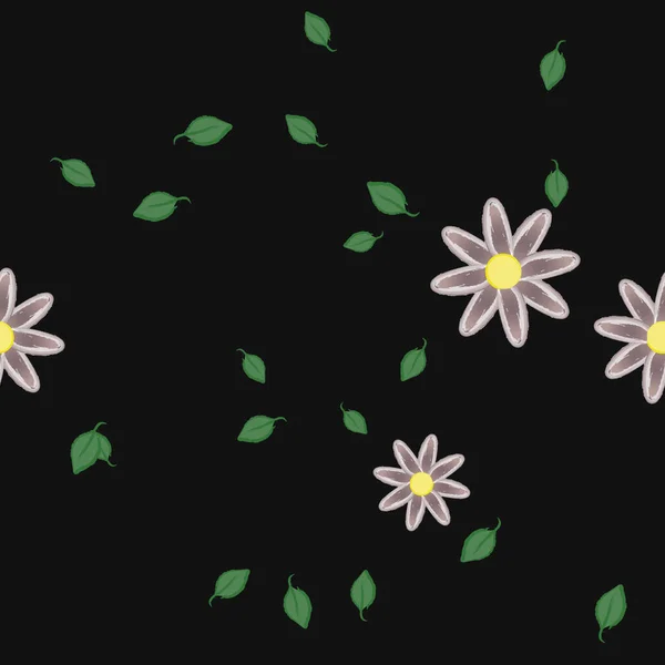 Vector Illustratie Bloemen Met Bladeren Naadloze Achtergrond — Stockvector