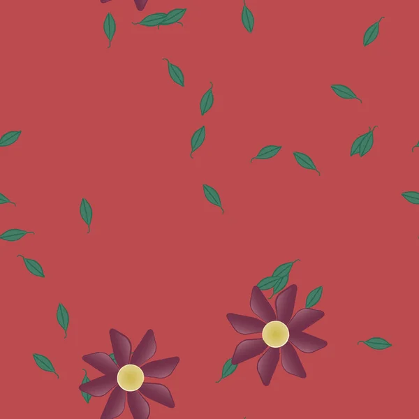 Vector Ilustración Flores Verano Pétalos Con Hojas Fondo Sin Costuras — Vector de stock