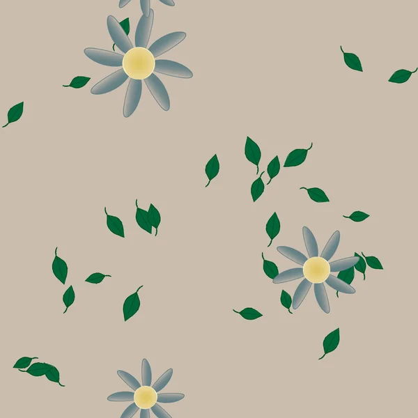 Illustration Vectorielle Fleurs Avec Feuilles Fond Sans Couture — Image vectorielle