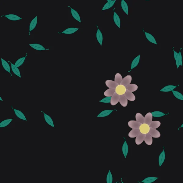 Ilustrație Vectorială Flori Frunze Fundal Fără Sudură — Vector de stoc