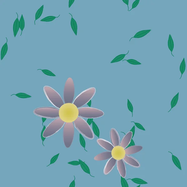 Vektor Illustration Blommor Med Blad Sömlös Bakgrund — Stock vektor