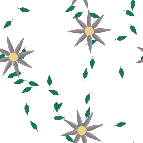 Illustration Vectorielle Fleurs Avec Feuilles Fond Sans Couture — Image vectorielle