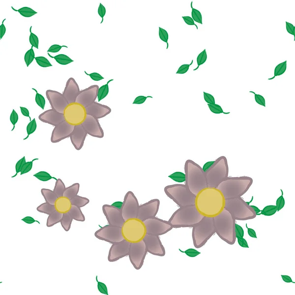 Vector Illustratie Bloemen Met Bladeren Naadloze Achtergrond — Stockvector