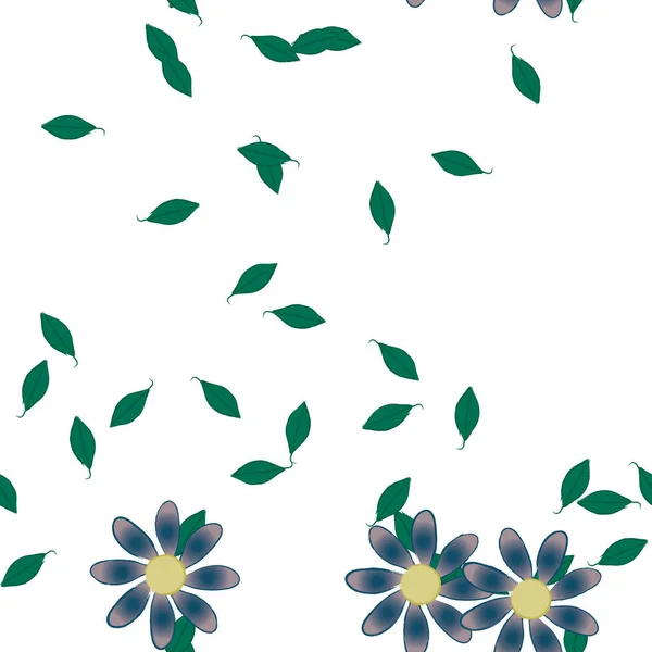 Vektorillustration Blumen Mit Blättern Nahtloser Hintergrund — Stockvektor