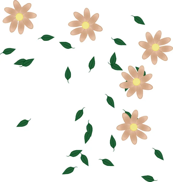 Vector Illustration Flowers Leaves Seamless Background — Stock Vector