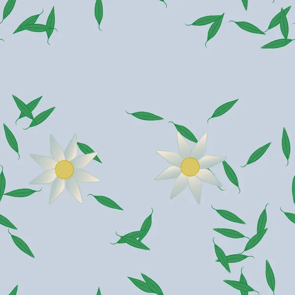 Vektorillustration Blumen Mit Blättern Nahtloser Hintergrund — Stockvektor