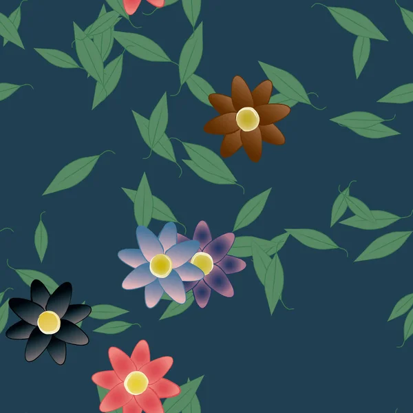 Fundo Sem Costura Floral Bonito Ilustração Vetorial —  Vetores de Stock