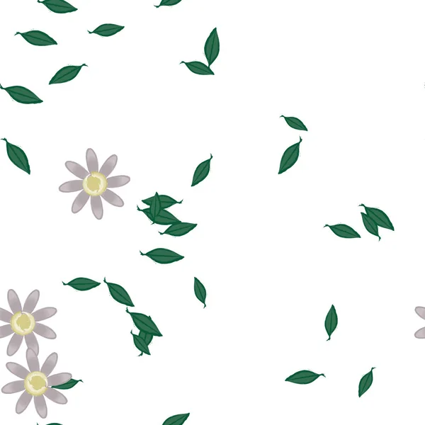 Vektorillustration Blumen Mit Blättern Nahtloser Hintergrund — Stockvektor