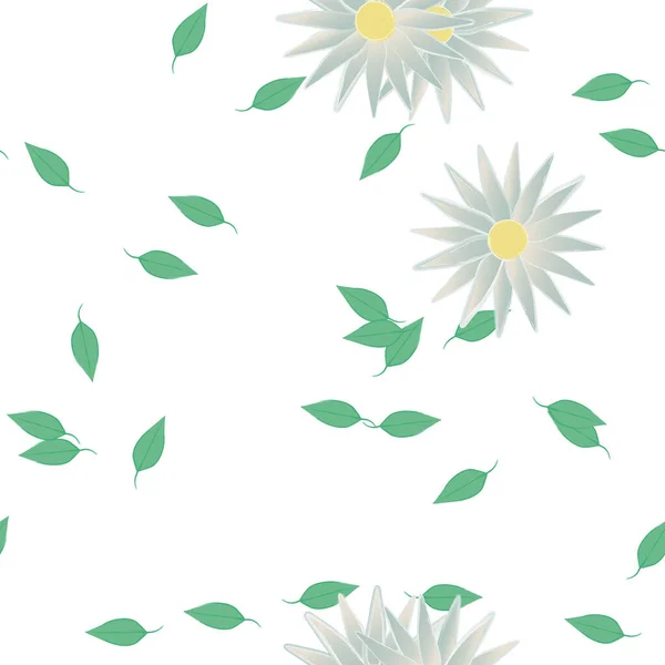 Vektor Illustration Von Sommerblumen Blütenblätter Mit Blättern Botanischer Hintergrund — Stockvektor