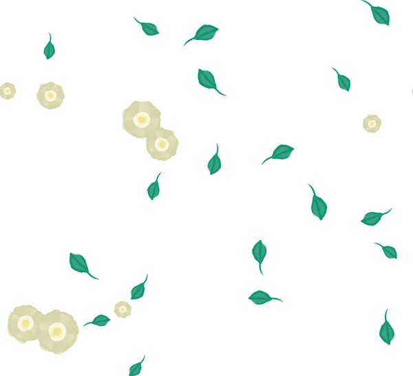 ベクターイラスト葉のシームレスな背景の花 — ストックベクタ
