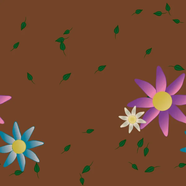 矢量插图 叶子无缝背景的花 — 图库矢量图片