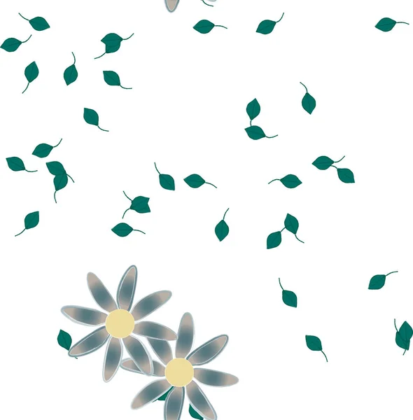 Ilustración Vectorial Flores Con Hojas Fondo Sin Costuras — Vector de stock