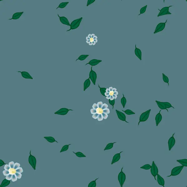 Vektor Illusztráció Virágok Levelek Zökkenőmentes Háttér — Stock Vector