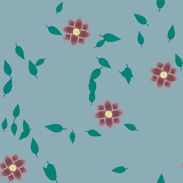 Vector Ilustración Flores Verano Pétalos Con Hojas Fondo Floral — Archivo Imágenes Vectoriales