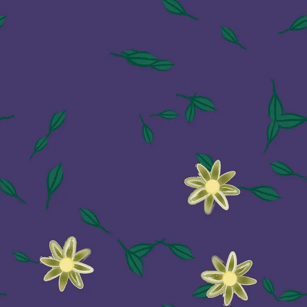 Illustration Vectorielle Fleurs Avec Feuilles Fond Sans Couture — Image vectorielle