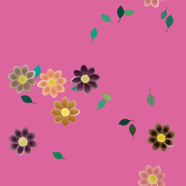 Yapraklı çiçek yapraklarının vektör çizimi, botanik arka plan