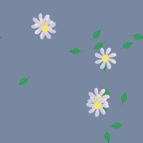 Illustration Vectorielle Fleurs Avec Feuilles Fond Sans Couture — Image vectorielle