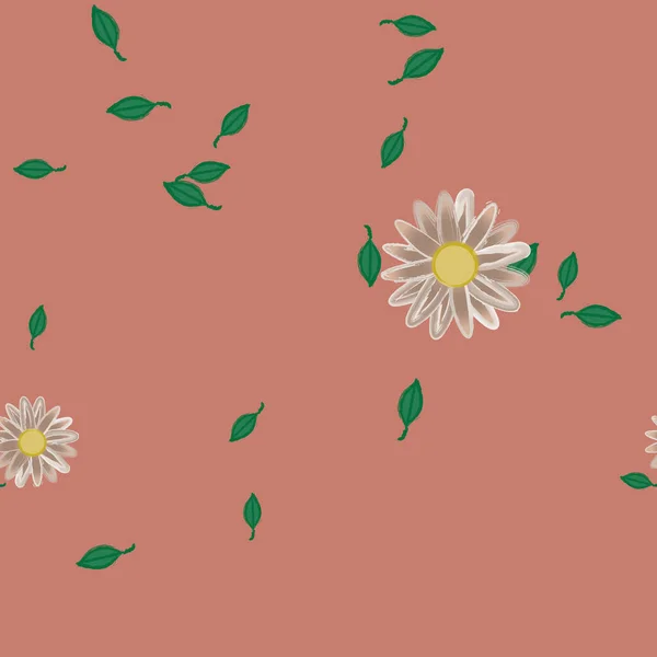 Ilustração Vetorial Flores Com Folhas Sem Costura Fundo — Vetor de Stock