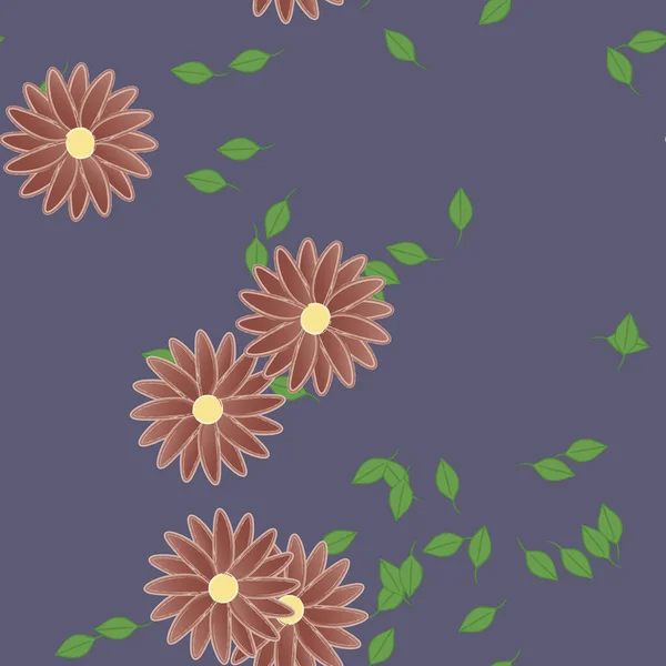 Flores Pétalos Con Hojas Fondo Sin Costuras Vector Ilustración — Vector de stock