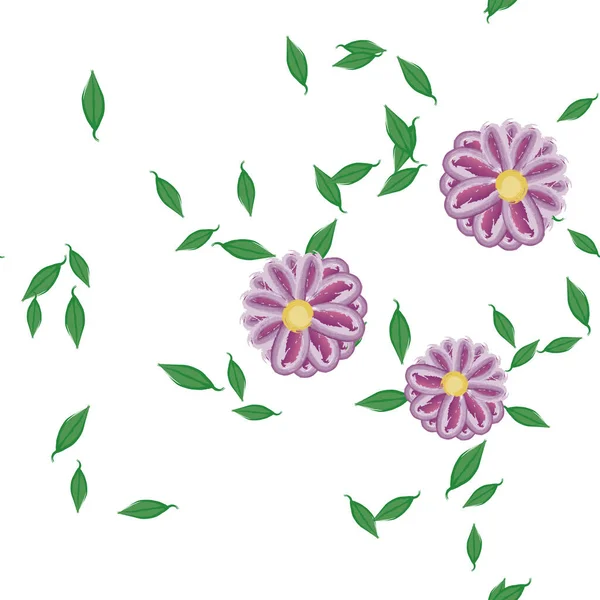 Ilustração Vetorial Flores Com Folhas Sem Costura Fundo — Vetor de Stock