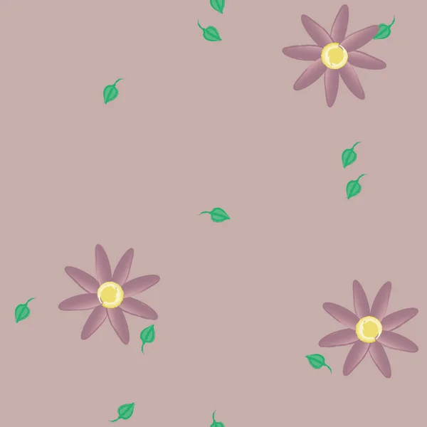 Illustration Vectorielle Fleurs Avec Feuilles Fond Sans Couture — Image vectorielle