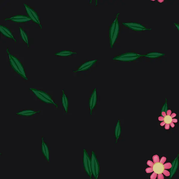 Flores Verano Pétalos Con Hojas Fondo Vector Ilustración — Vector de stock