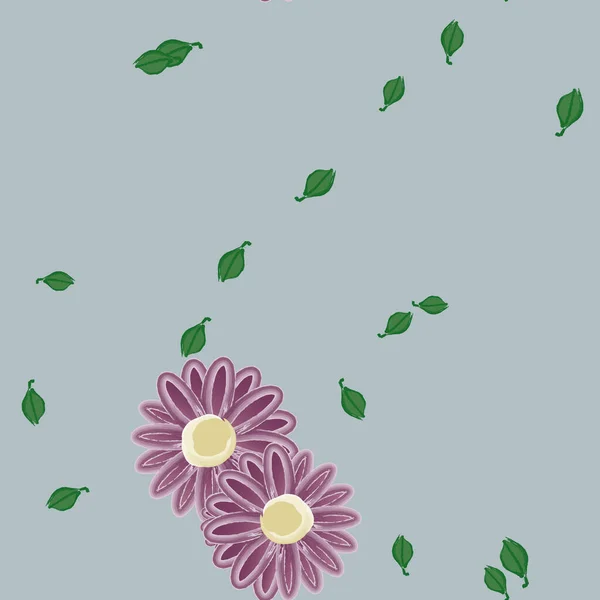 Flores Pétalos Con Hojas Fondo Sin Costuras Vector Ilustración — Vector de stock