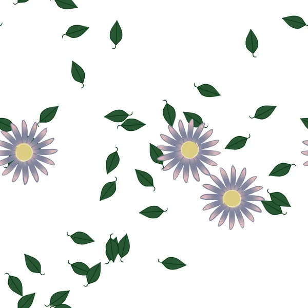 Vektor Illustration Von Sommerblumen Blütenblätter Mit Blättern Botanischer Hintergrund — Stockvektor