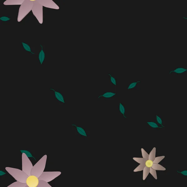 Flores Con Hojas Fondo Sin Costuras Ilustración Vectorial — Vector de stock