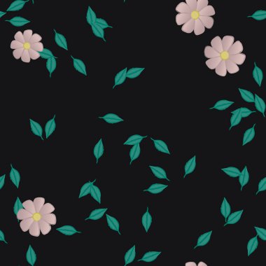 Yapraksız arkaplanı olan çiçek yaprakları, vektör illüstrasyonu