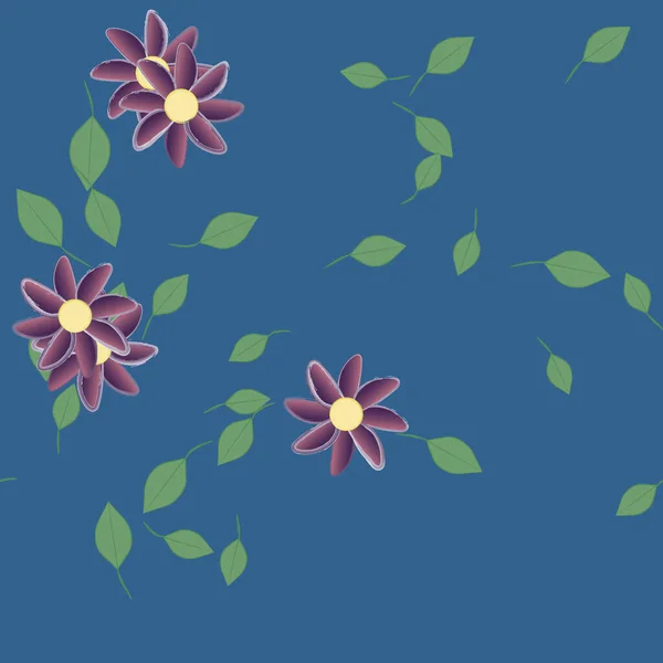 Blumen Mit Blättern Nahtloser Hintergrund Vektorillustration — Stockvektor